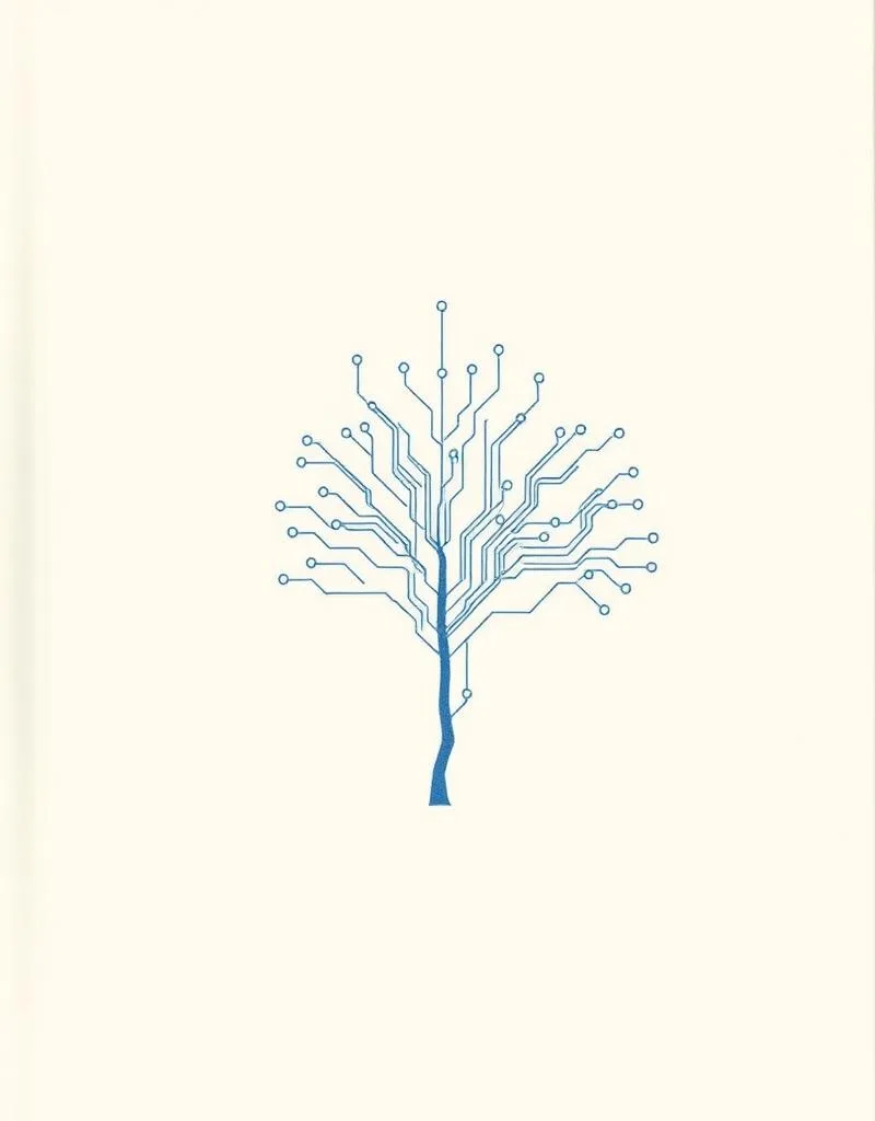 Portada editorial con motivo de árbol y circuito